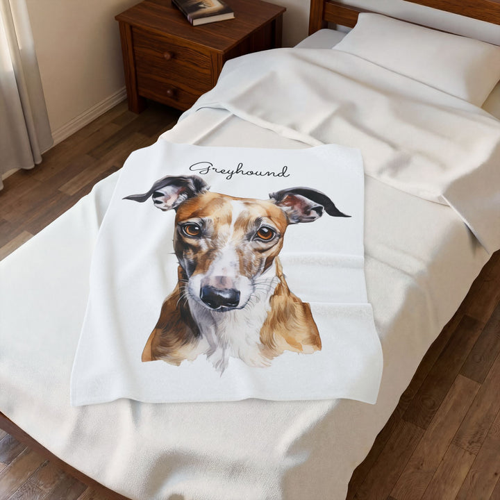 Greyhound dog velveteen plush blanket | cozy fleece throw - Embellish by Jackie - Handmade Greeting Cards