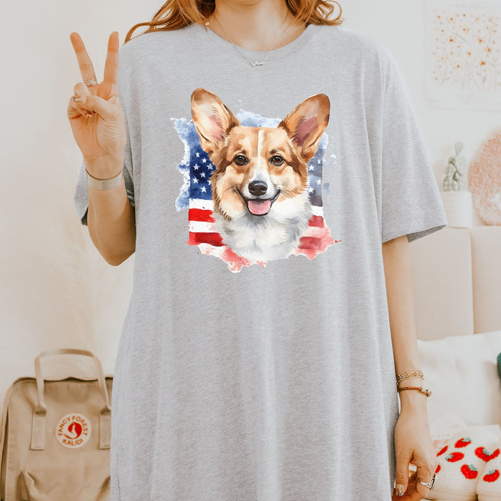 Pembroke Welsh Corgi Patriotic 4th of July T-Shirt - Embellish by Jackie - Handmade Greeting Cards