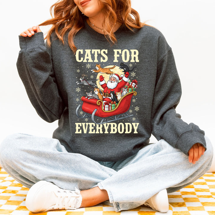 Cats For Everybody Christmas Sweatshirt – Santa & Cat Holiday Crewneck - Embellish by Jackie - Handmade Greeting Cards