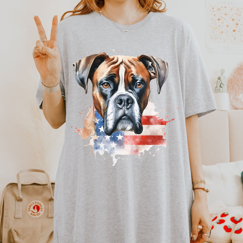 Boxer Patriotic 4th of July American Flag T-shirt Bella Canvas Multiple Colors - Embellish by Jackie - Handmade Greeting Cards