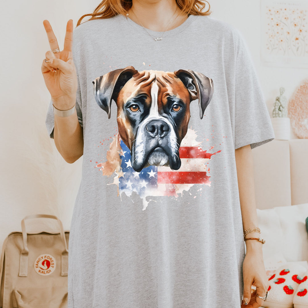 Boxer Patriotic 4th of July American Flag T-shirt Bella Canvas Multiple Colors - Embellish by Jackie - Handmade Greeting Cards