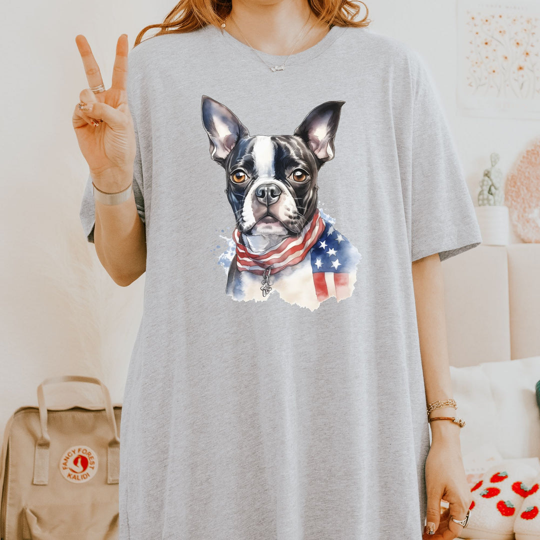 Boston Terrier Patriotic 4th of July T-Shirt - Bella Canvas - Embellish by Jackie - Handmade Greeting Cards