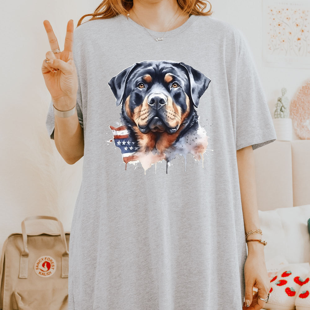 American Flag Rottweiler Watercolor T-Shirt | Dog Lover Tee - Embellish by Jackie - Handmade Greeting Cards