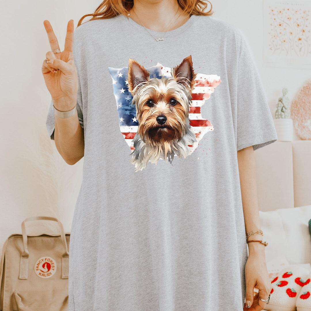Yorkshire Terrier American Flag T-Shirt | Yorkie USA Patriotic Tee
