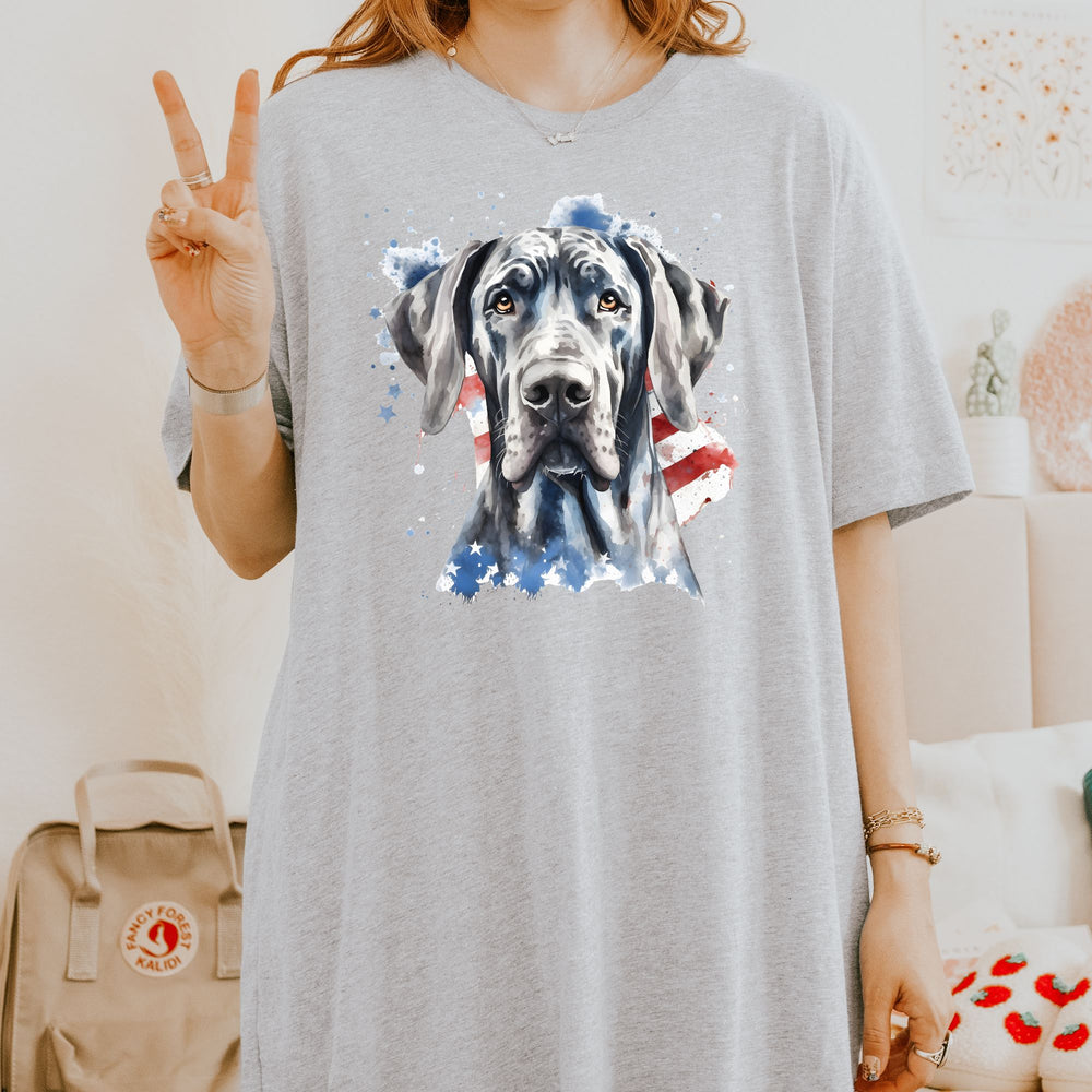 Patriotic Black Great Dane Tee | American Flag Dog Shirt - Embellish by Jackie - Handmade Greeting Cards