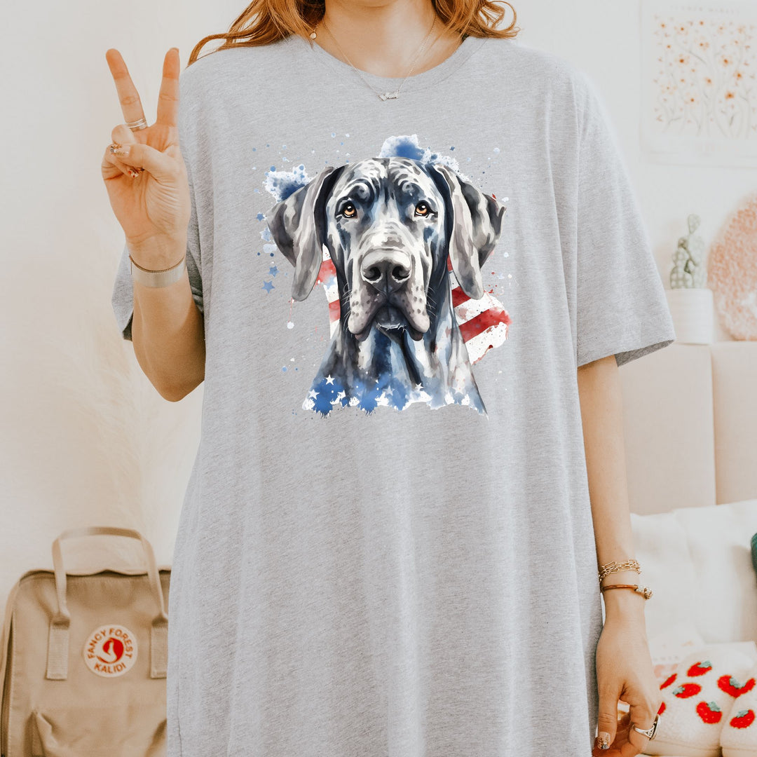 Patriotic Black Great Dane Tee | American Flag Dog Shirt - Embellish by Jackie - Handmade Greeting Cards