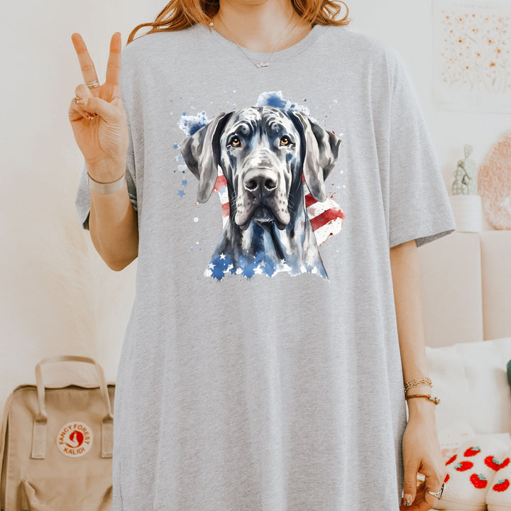 Patriotic Black Great Dane Tee | American Flag Dog Shirt - Embellish by Jackie - Handmade Greeting Cards