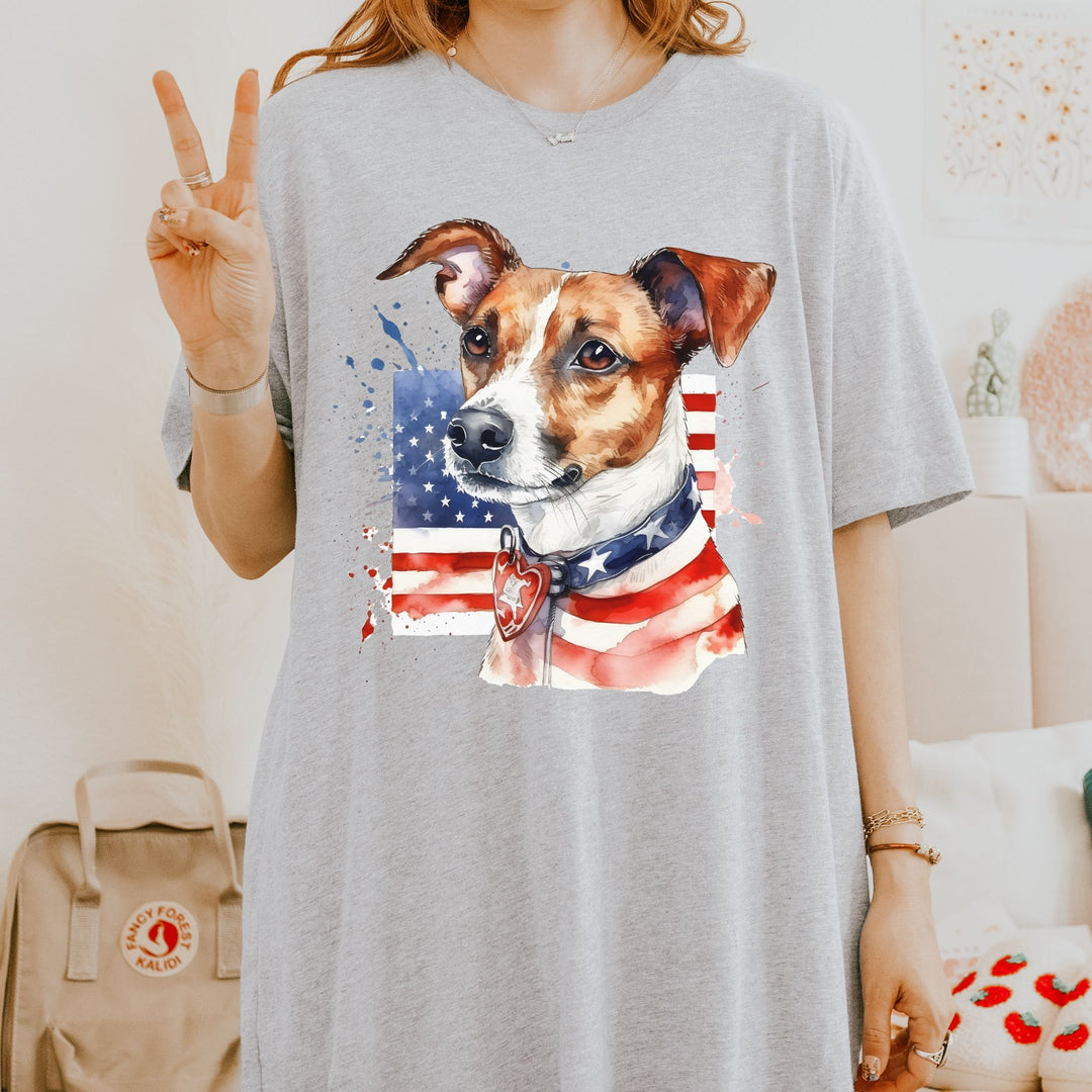 Patriotic Jack Russell Terrier 4th of July T-Shirt | American Flag Dog Tee