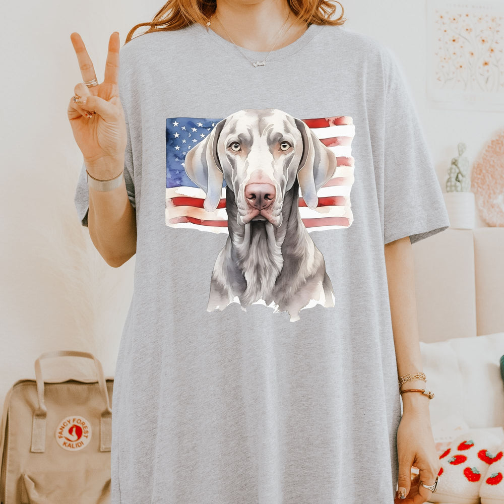 Weimaraner Dog Patriotic T-Shirt | American Flag Tee - Embellish by Jackie - Handmade Greeting Cards
