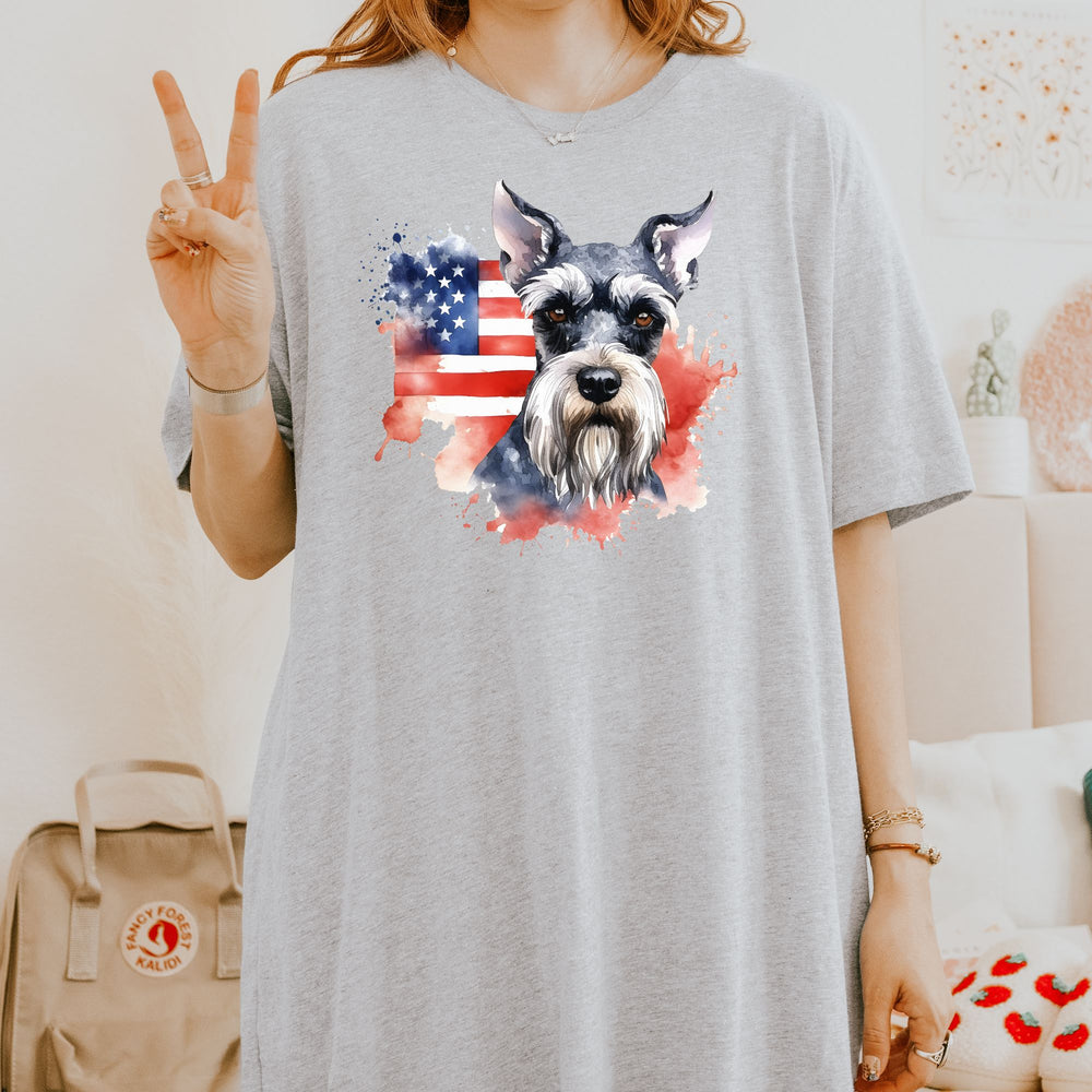 Patriotic Miniature Schnauzer Tee | Gray Schnauzer Dog Shirt - Embellish by Jackie - Handmade Greeting Cards