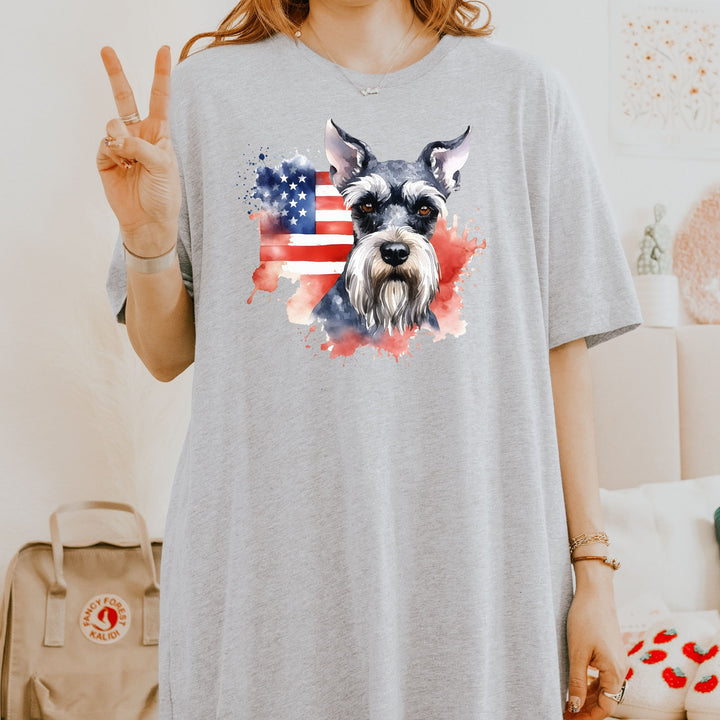 Patriotic Miniature Schnauzer Tee | Gray Schnauzer Dog Shirt - Embellish by Jackie - Handmade Greeting Cards