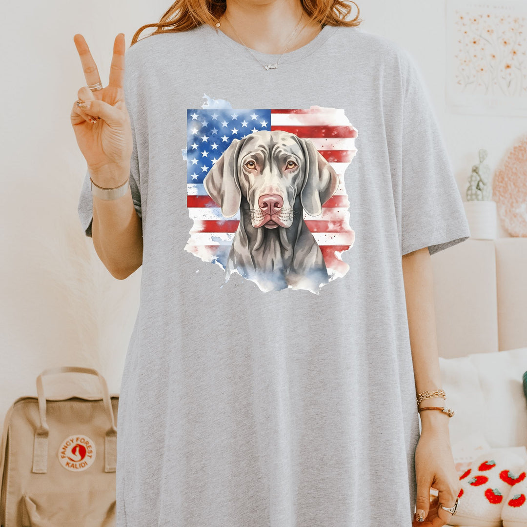 Weimaraner American Flag Tee | Weimaraner Dog Shirt - Embellish by Jackie - Handmade Greeting Cards