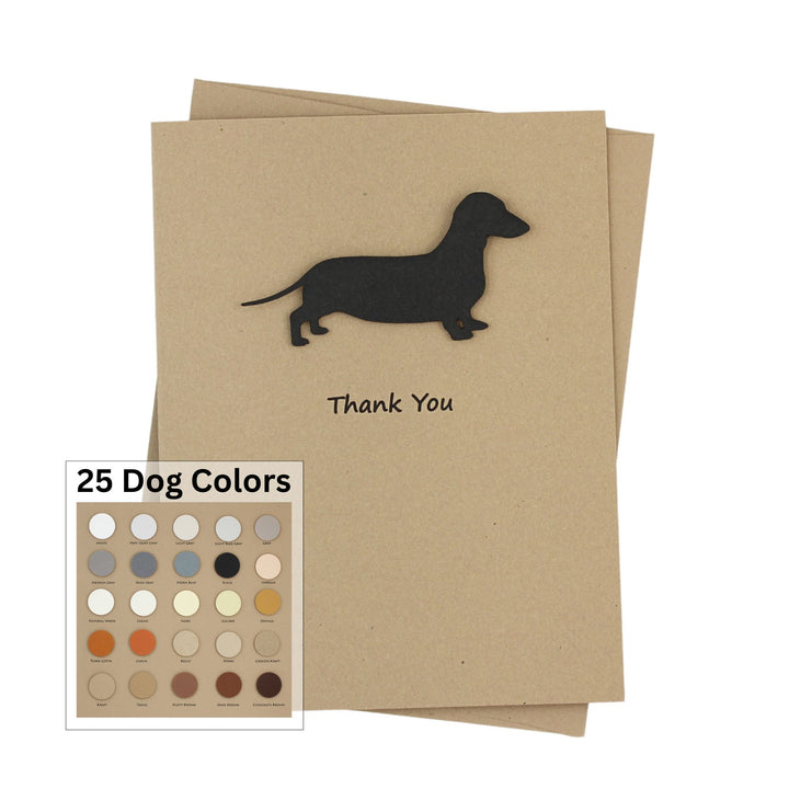 Smooth Dachshund Thank You Card | 25 Dog Colors Available | Choose Inside Phrase | Single Card or 10 Pack