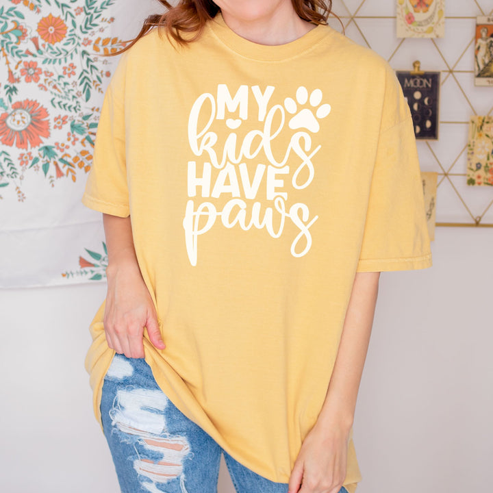 My Kids Have Paws Comfort Colors t-shirt Sizes 2XL-4XL Multiple Colors