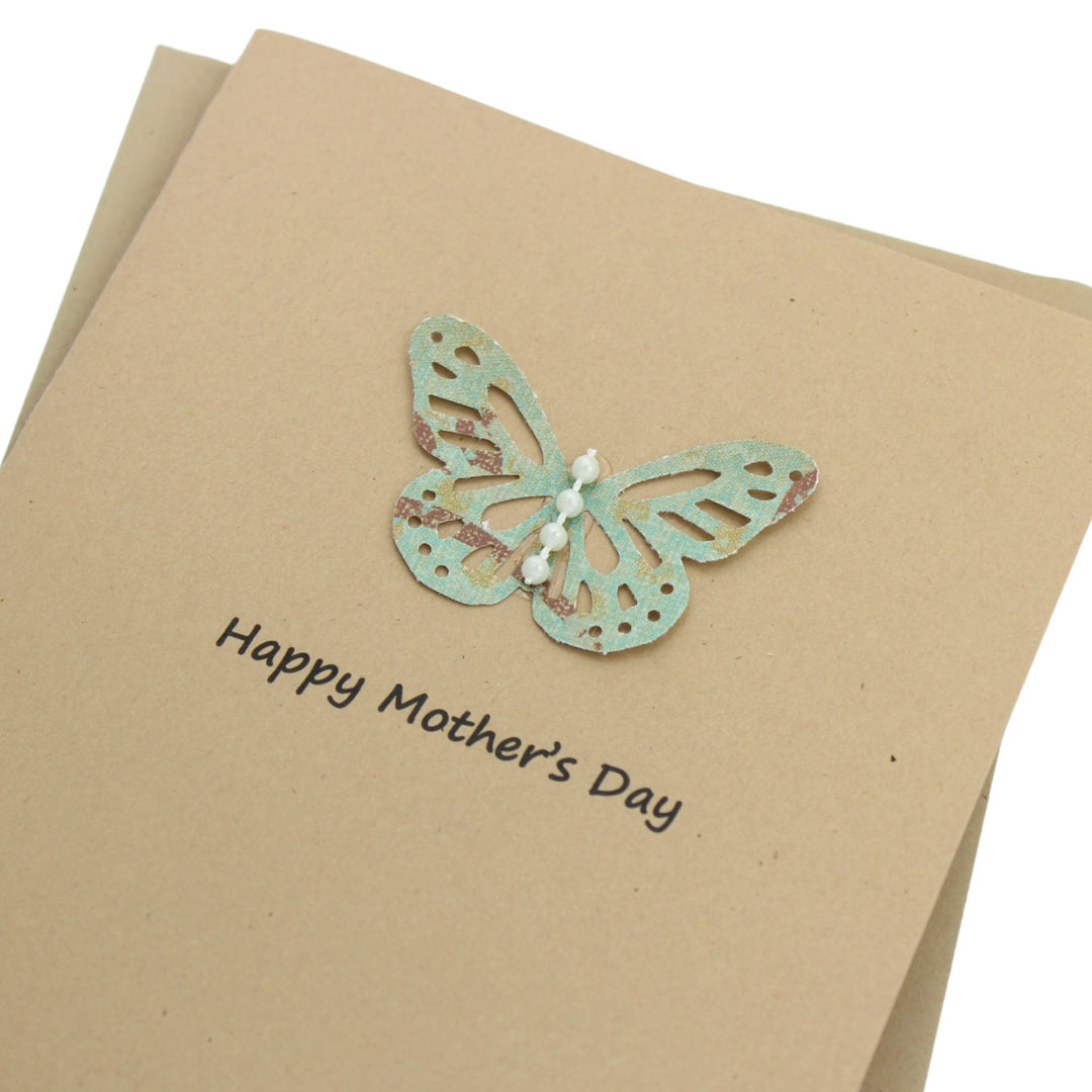 Butterfly Mother's Day Card - Kraft Brown Handmade Card for Mother's Day - Mother's Day Greeting