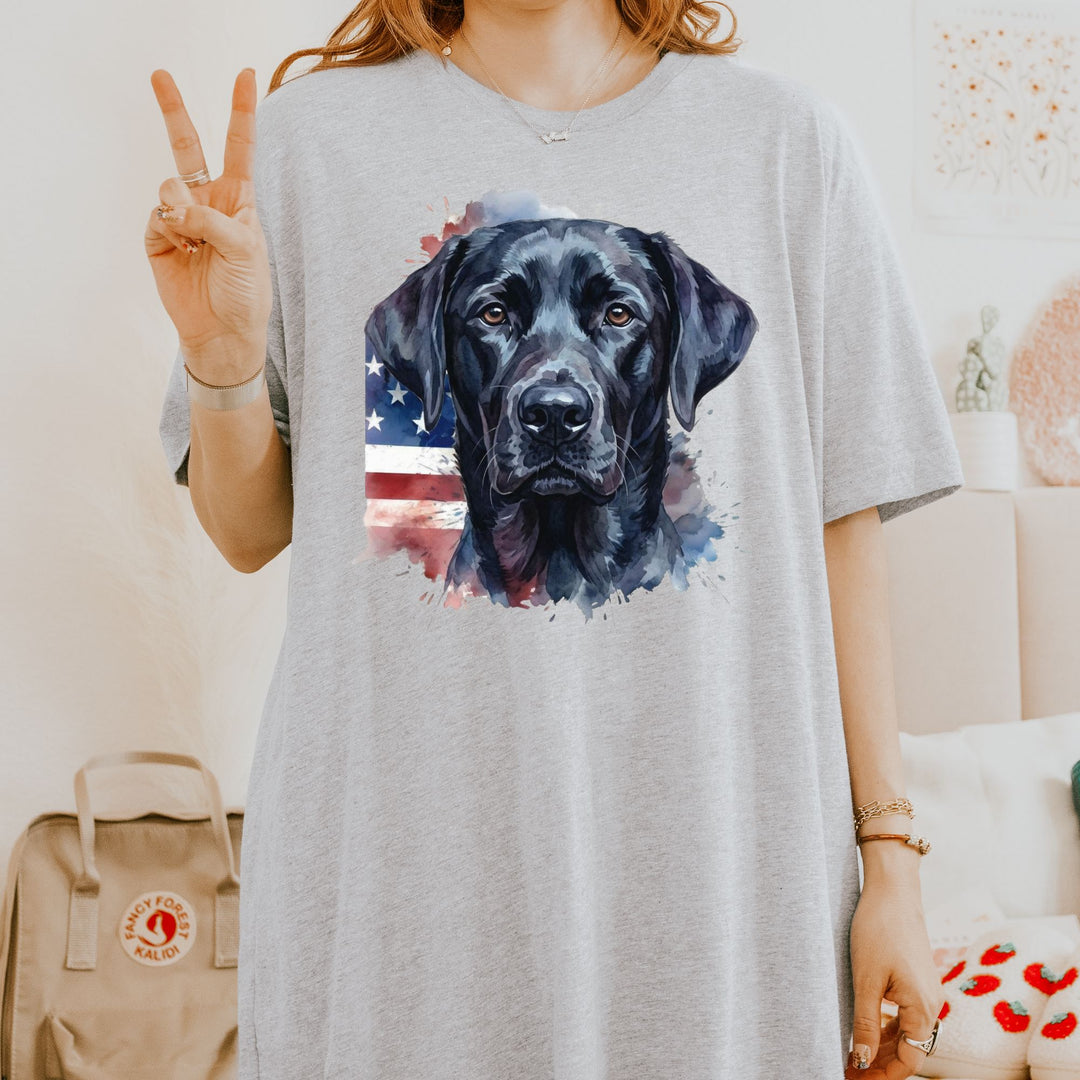 American Flag Black Labrador Retriever T-Shirt | Patriotic Dog Tee