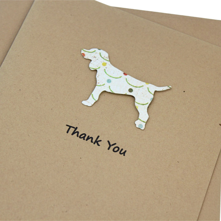 Standard Dog Thank You Notecard | Handmade Generic Dog Thank You Greeting Card | Black Brown Yellow Dog | Single Card and Envelope | Limited Quantity