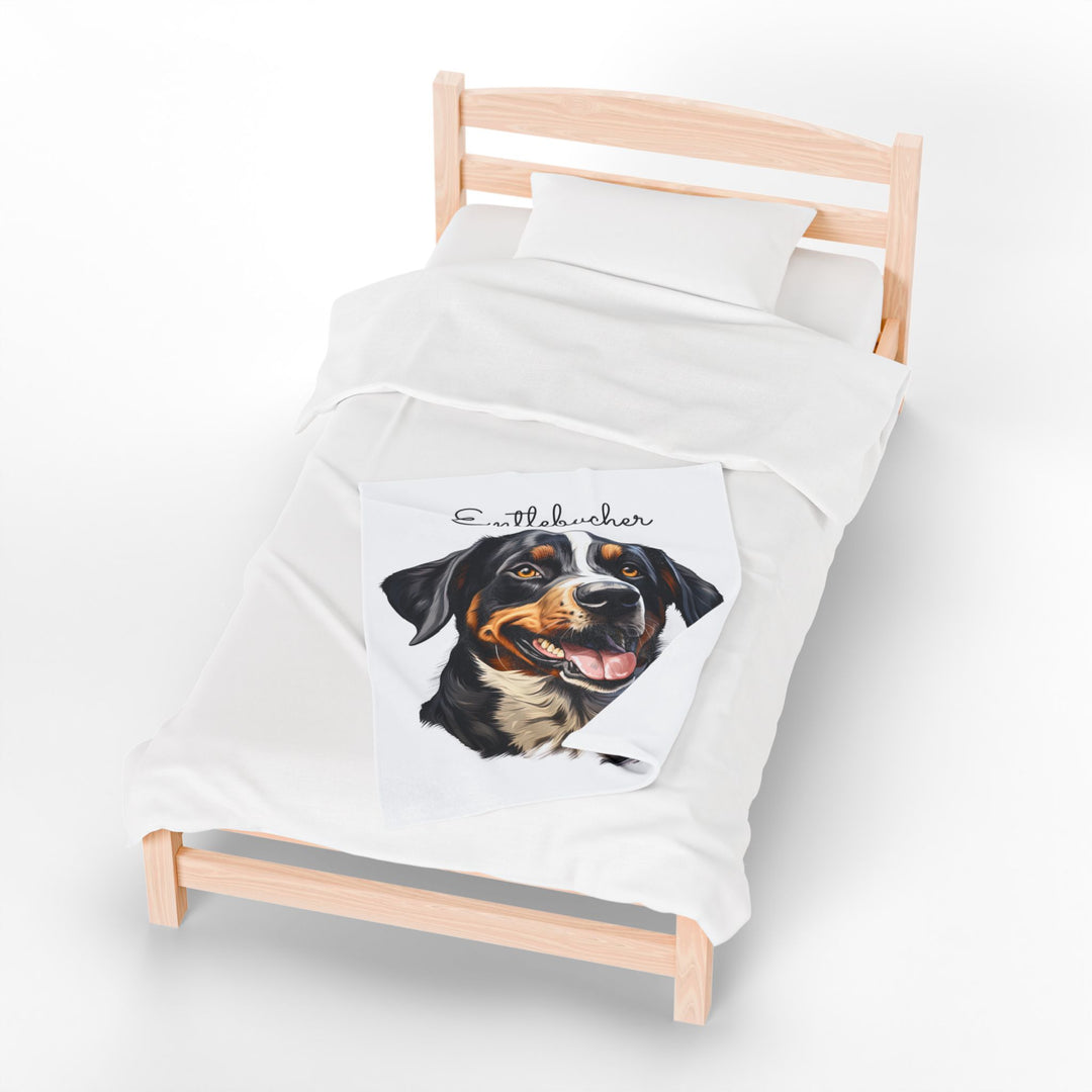 Entlebucher Mountain Dog Velveteen Plush Blanket with White Background - 3 Sizes available cozy throw dog lover - Pet mom gift