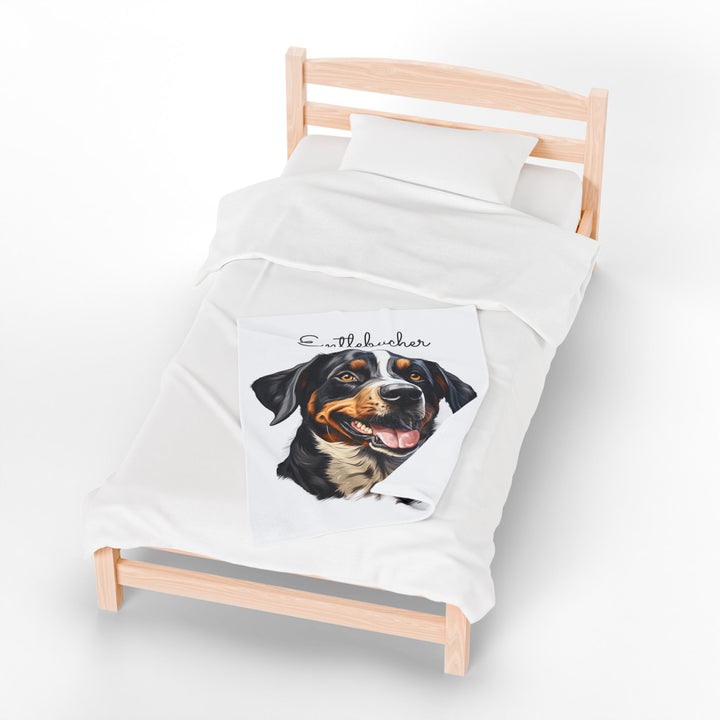 Entlebucher Mountain Dog Velveteen Plush Blanket with White Background - 3 Sizes available cozy throw dog lover - Pet mom gift