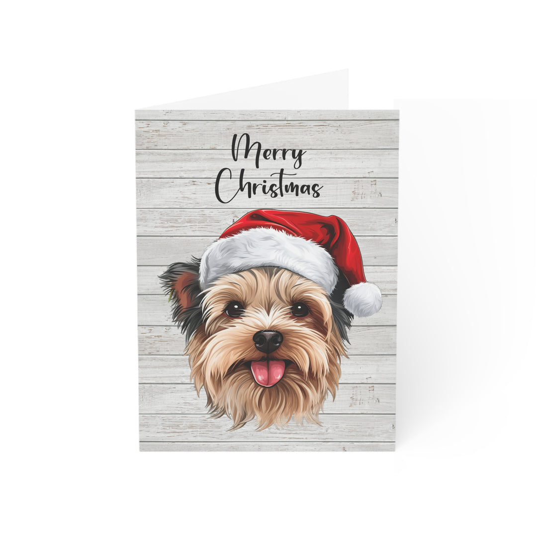 Yorkshire Terrier (short haired) Christmas Greeting Cards | Cute Yorkie Dog with Santa Hat | Multiple Sizes and Quantities | Merry Christmas Blank Inside