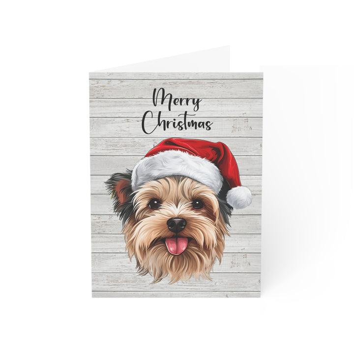 Yorkshire Terrier (short haired) Christmas Greeting Cards | Cute Yorkie Dog with Santa Hat | Multiple Sizes and Quantities | Merry Christmas Blank Inside