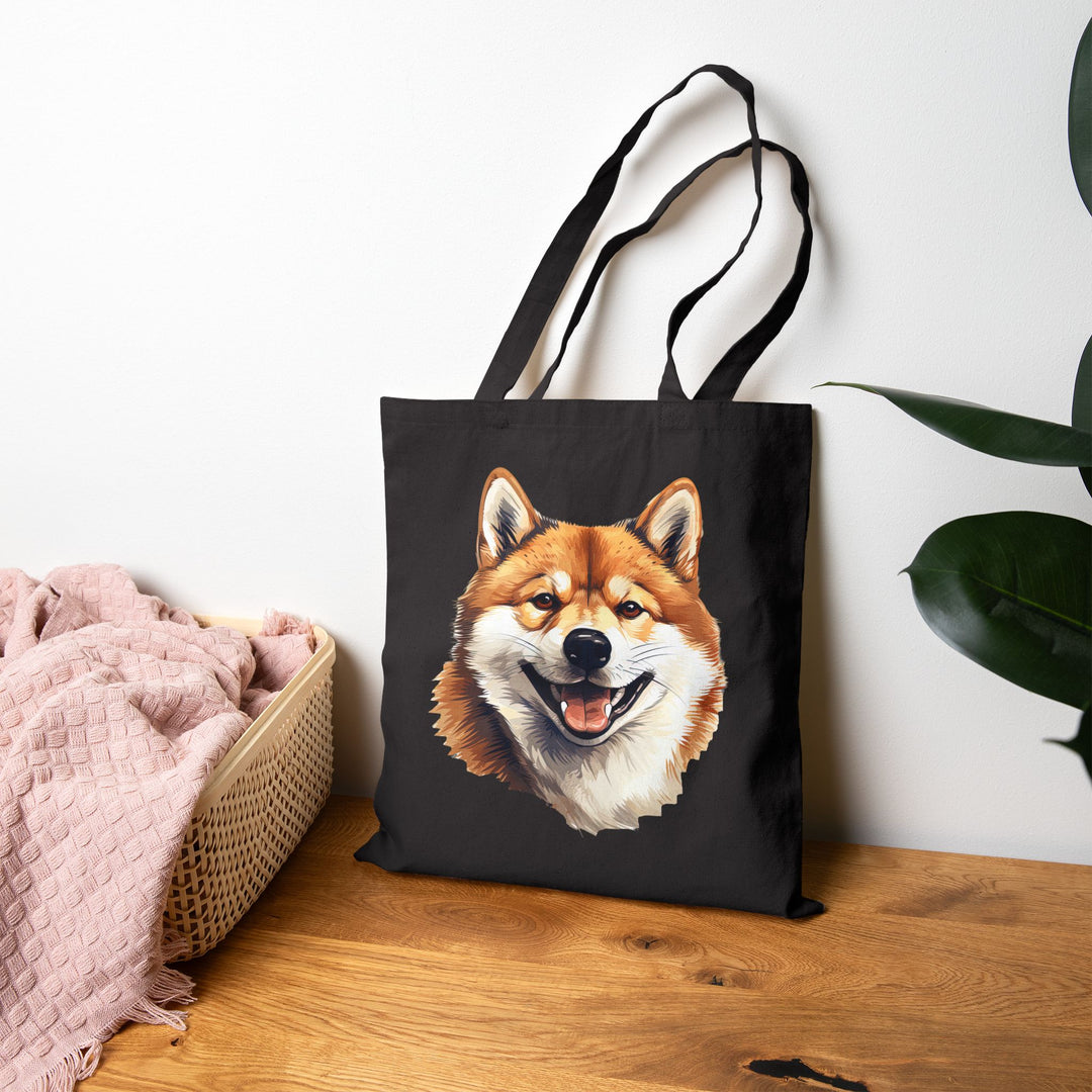 Adorable Shiba Inu Dog Cotton Canvas Tote Bag, Eco-Friendly Shopping Bag, Dog Lover Gift, Pet Tote, Cute Grocery Bag