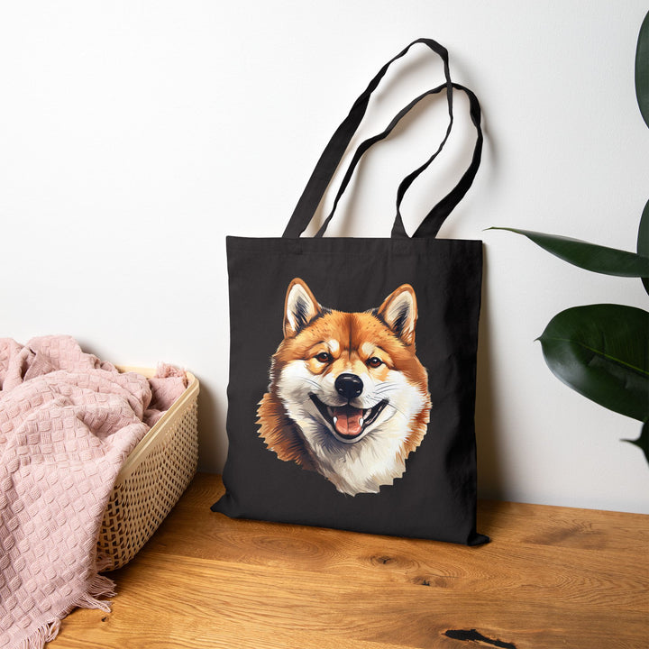Adorable Shiba Inu Dog Cotton Canvas Tote Bag, Eco-Friendly Shopping Bag, Dog Lover Gift, Pet Tote, Cute Grocery Bag
