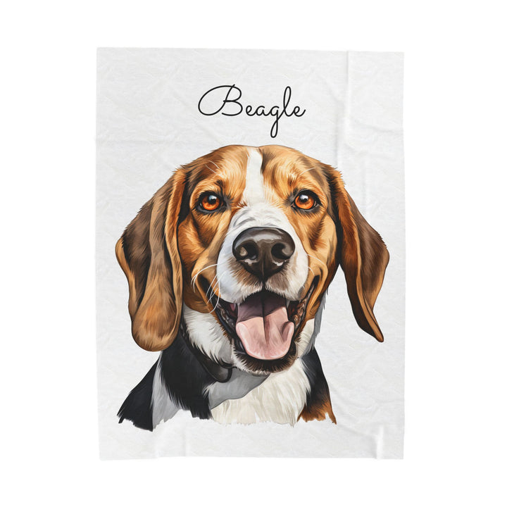 Beagle Velveteen Plush Blanket with White Background - 3 Sizes available cozy throw dog lover - Pet mom gift