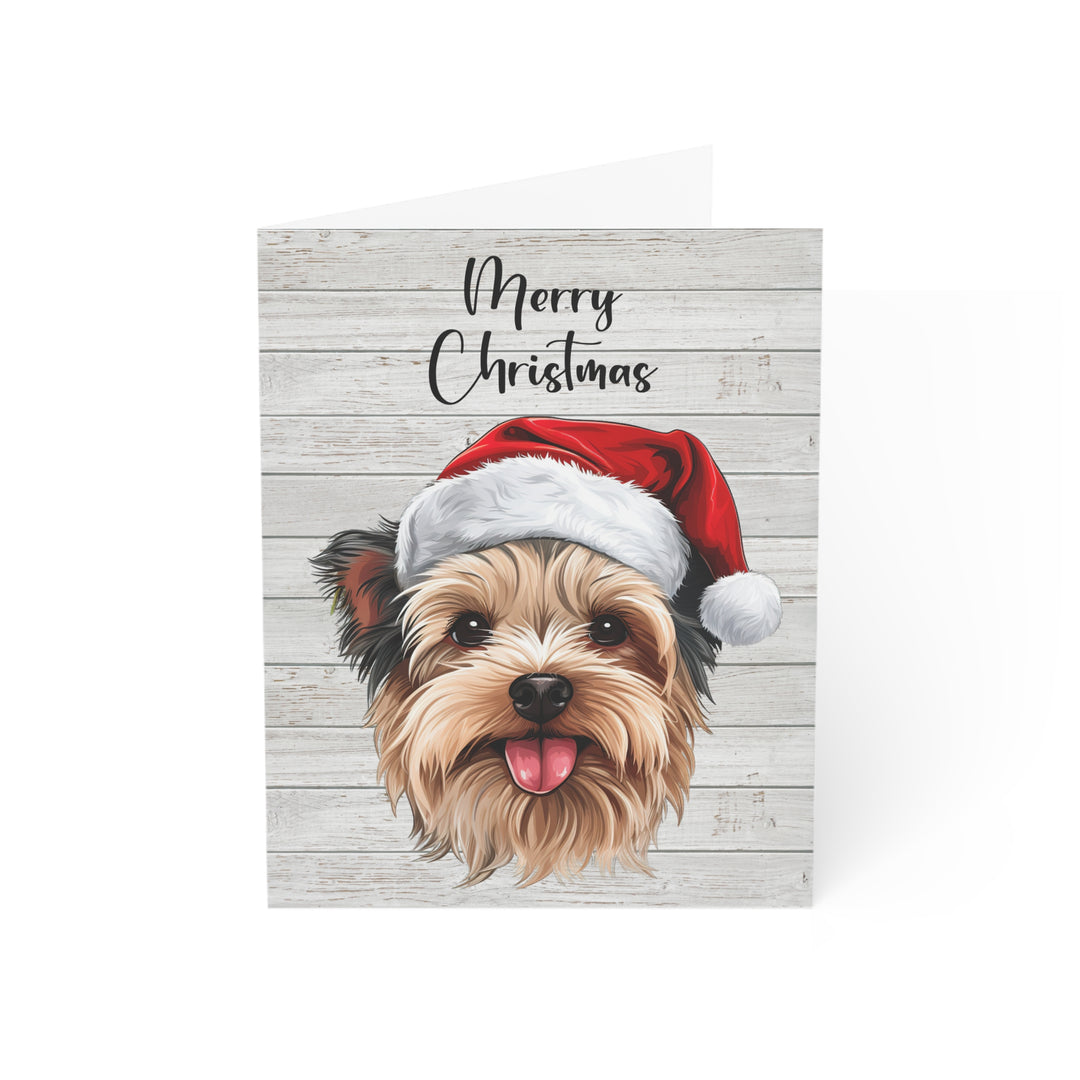 Yorkshire Terrier (short haired) Christmas Greeting Cards | Cute Yorkie Dog with Santa Hat | Multiple Sizes and Quantities | Merry Christmas Blank Inside