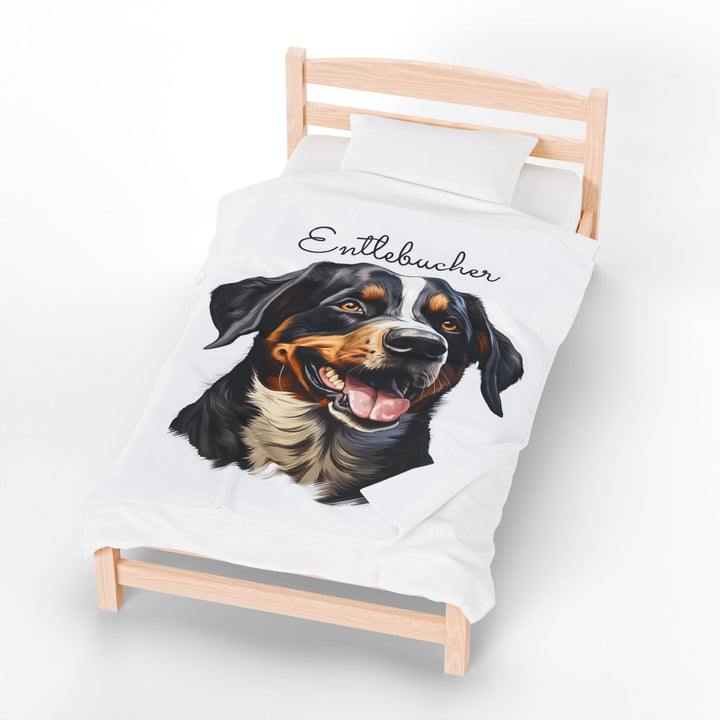 Entlebucher Mountain Dog Velveteen Plush Blanket with White Background - 3 Sizes available cozy throw dog lover - Pet mom gift