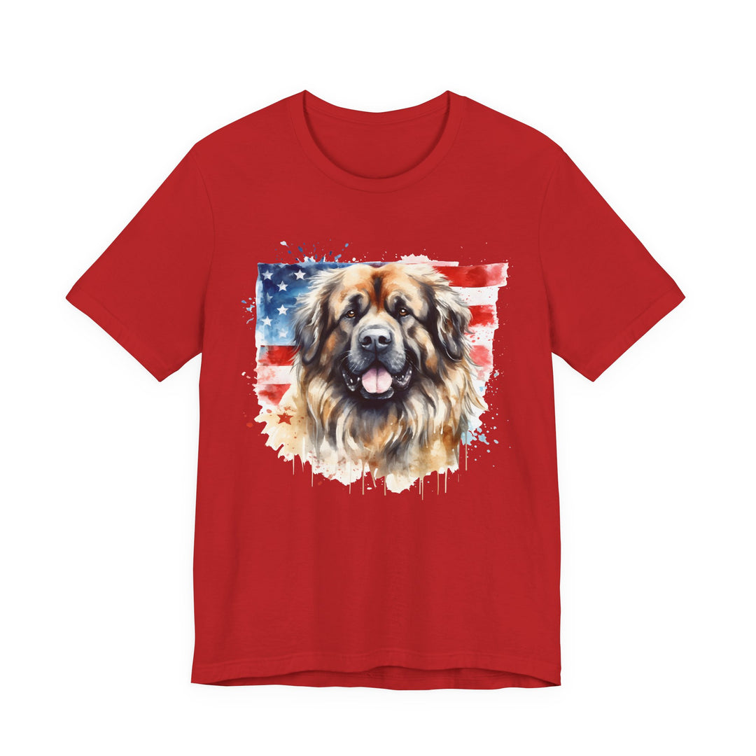 Leonberger Dog with American Flag T-Shirt | Patriotic Leonberger Tee - Embellish by Jackie - Handmade Greeting Cards