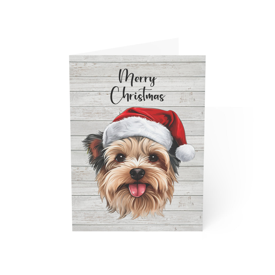 Yorkshire Terrier (short haired) Christmas Greeting Cards | Cute Yorkie Dog with Santa Hat | Multiple Sizes and Quantities | Merry Christmas Blank Inside