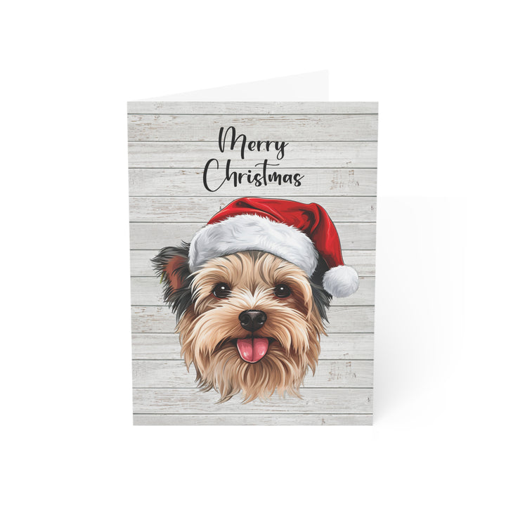 Yorkshire Terrier (short haired) Christmas Greeting Cards | Cute Yorkie Dog with Santa Hat | Multiple Sizes and Quantities | Merry Christmas Blank Inside
