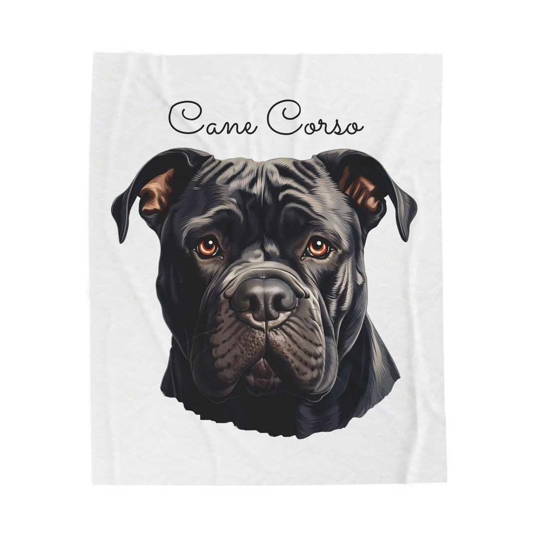Cane Corso Velveteen Plush Blanket with White Background - 3 Sizes available cozy throw dog lover - Pet mom gift