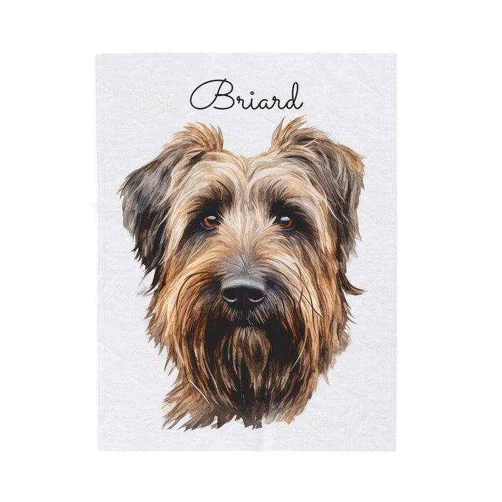 Briard Velveteen Plush Blanket with White Background - 3 Sizes available cozy throw dog lover - Pet mom gift