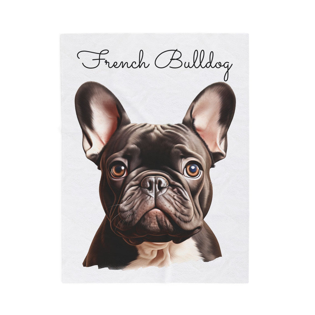 French Bulldog Velveteen Plush Blanket with White Background - 3 Sizes available cozy throw dog lover - Pet mom gift