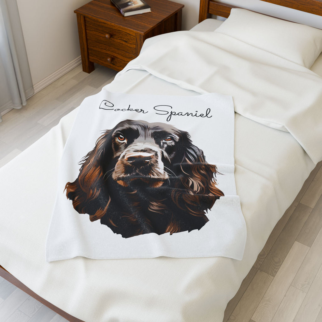 Brown Cocker Spaniel Dog Face Velveteen Plush Blanket - Embellish by Jackie - Handmade Greeting Cards