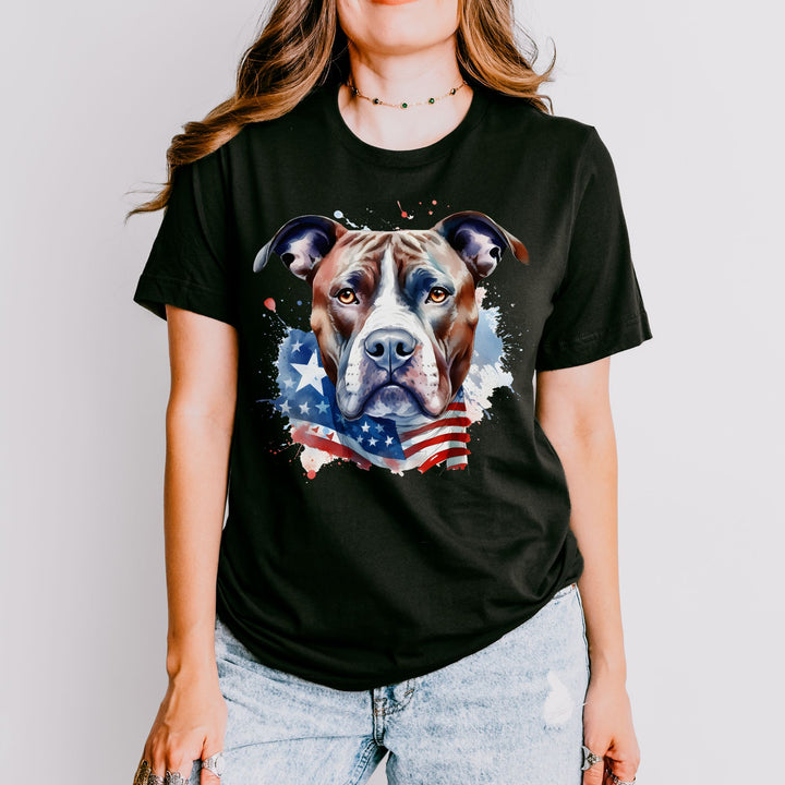 American Flag American Pit bull Terrier Tee | Patriotic Pit Bull T-Shirt