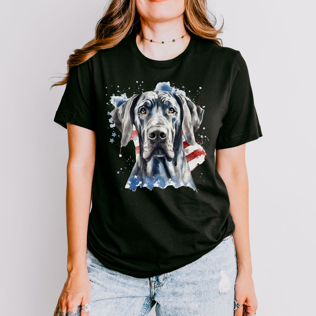 Patriotic Black Great Dane Tee | American Flag Dog Shirt - Embellish by Jackie - Handmade Greeting Cards