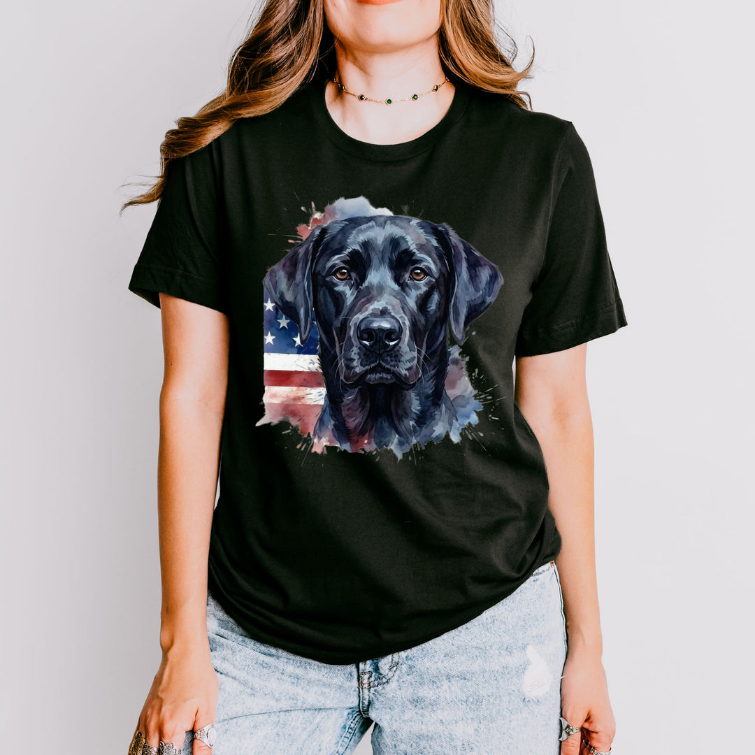 American Flag Black Labrador Retriever T-Shirt | Patriotic Dog Tee