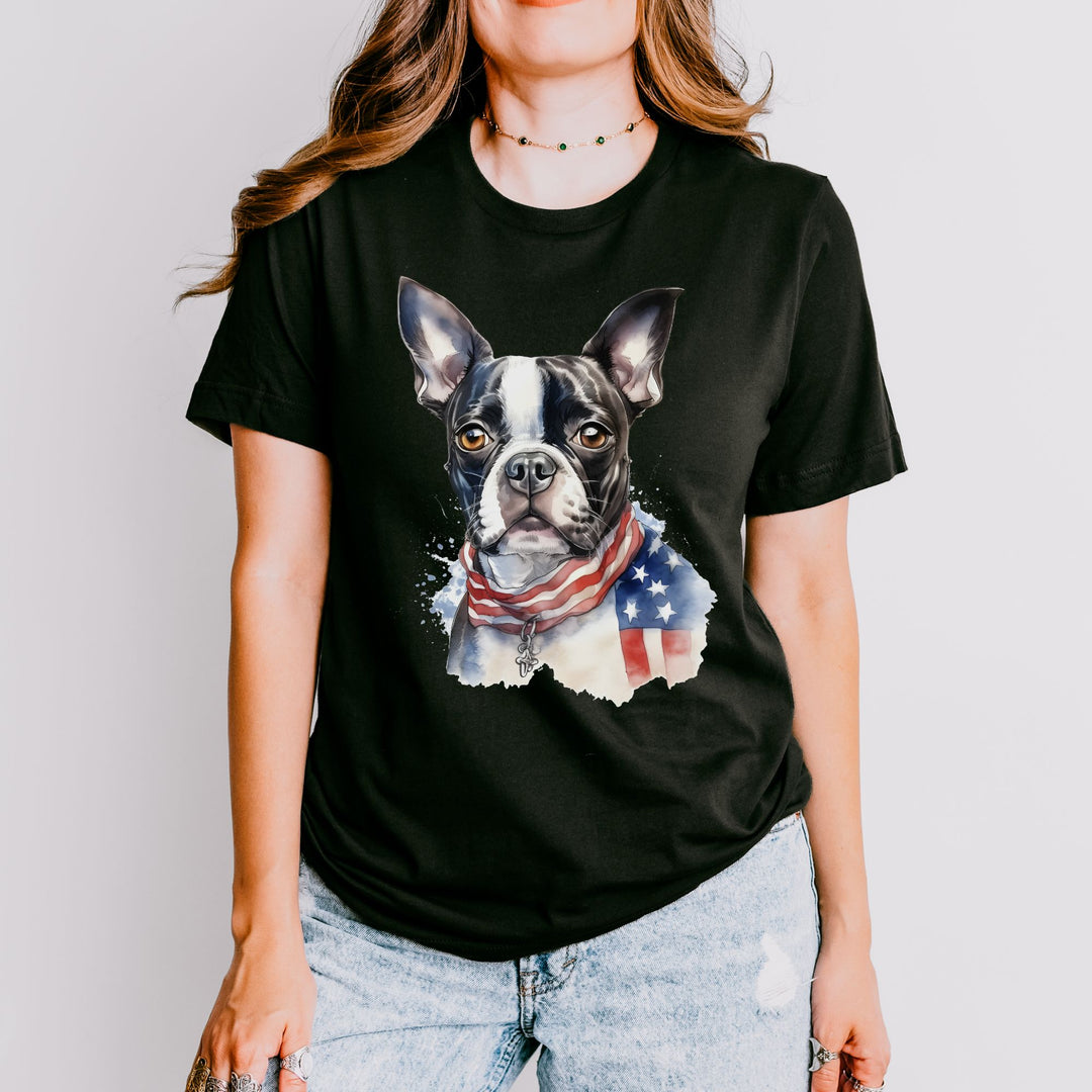 Boston Terrier Patriotic 4th of July T-Shirt - Bella Canvas - Embellish by Jackie - Handmade Greeting Cards