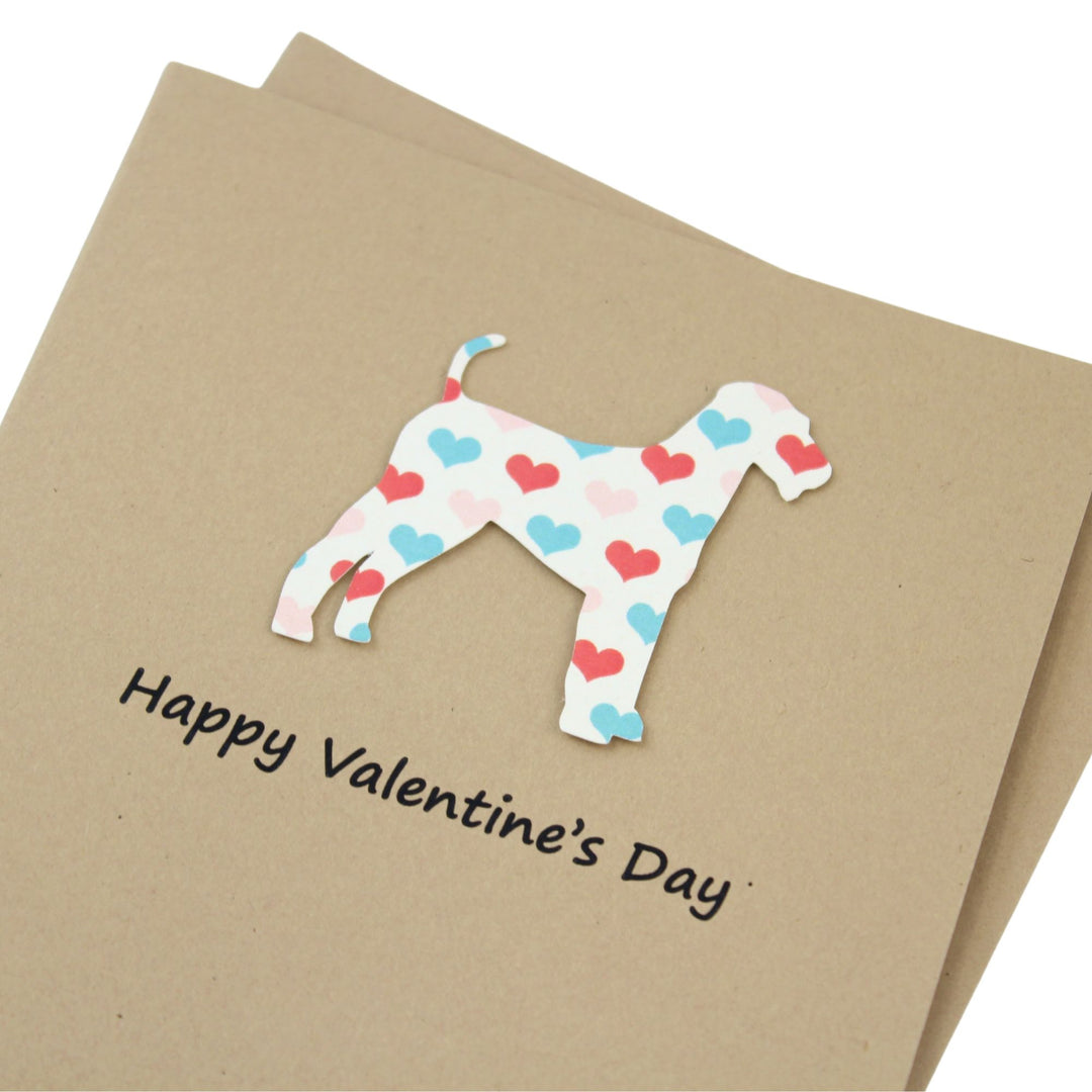 Airedale Terrier Irish Terrier Lakeland Terrier Dog Valentines Day Greeting Card 10 Pack - Colored Heart Pattern
