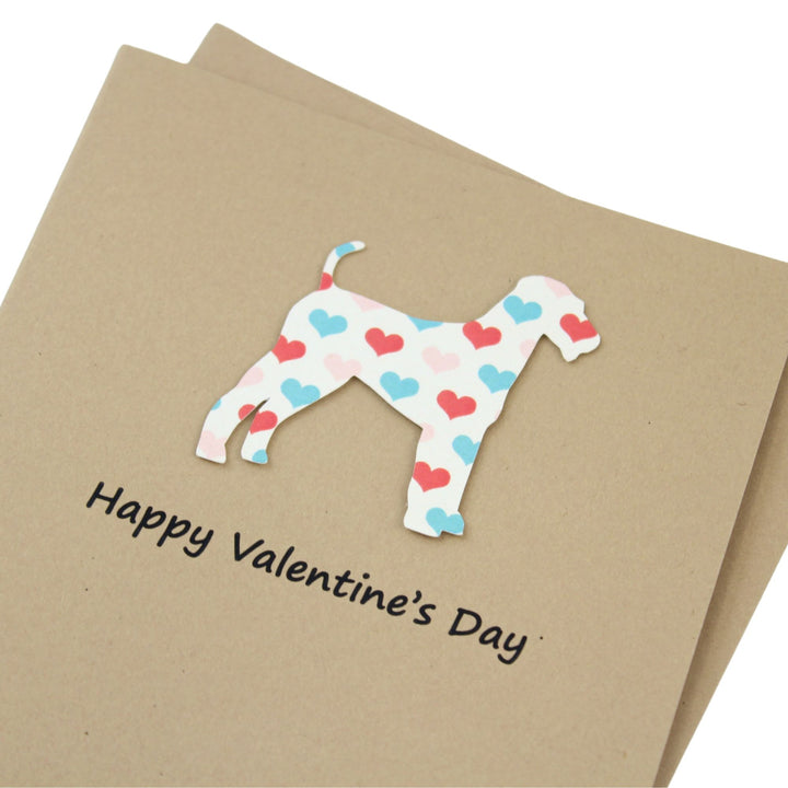 Airedale Terrier Irish Terrier Lakeland Terrier Dog Valentines Day Greeting Card 10 Pack - Colored Heart Pattern