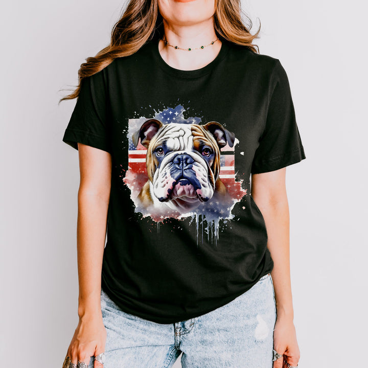 Patriotic Bulldog 4th of July Tee | American Flag Dog Shirt - Embellish by Jackie - Handmade Greeting Cards