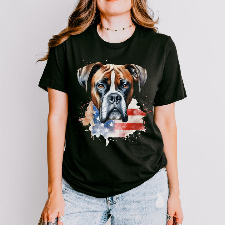 Boxer Patriotic 4th of July American Flag T-shirt Bella Canvas Multiple Colors - Embellish by Jackie - Handmade Greeting Cards