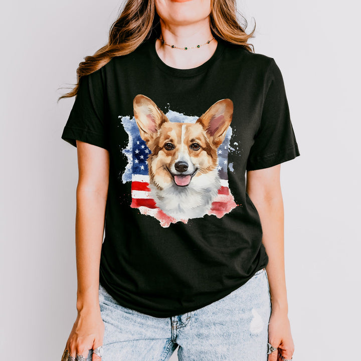 Pembroke Welsh Corgi Patriotic 4th of July T-Shirt - Embellish by Jackie - Handmade Greeting Cards