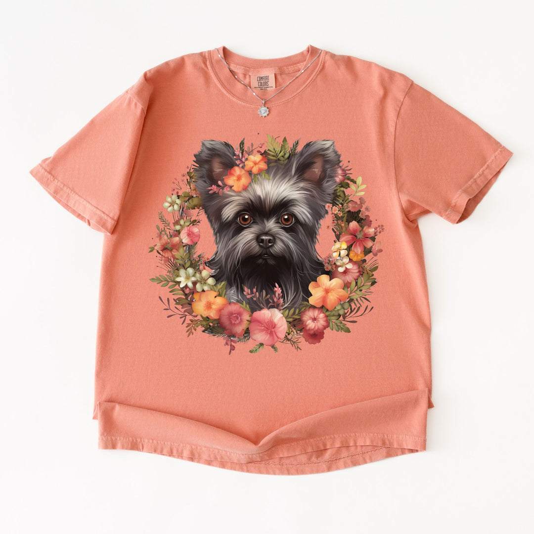 Affenpinscher Floral Wreath T-Shirt | Dog Portrait, Floral Circle