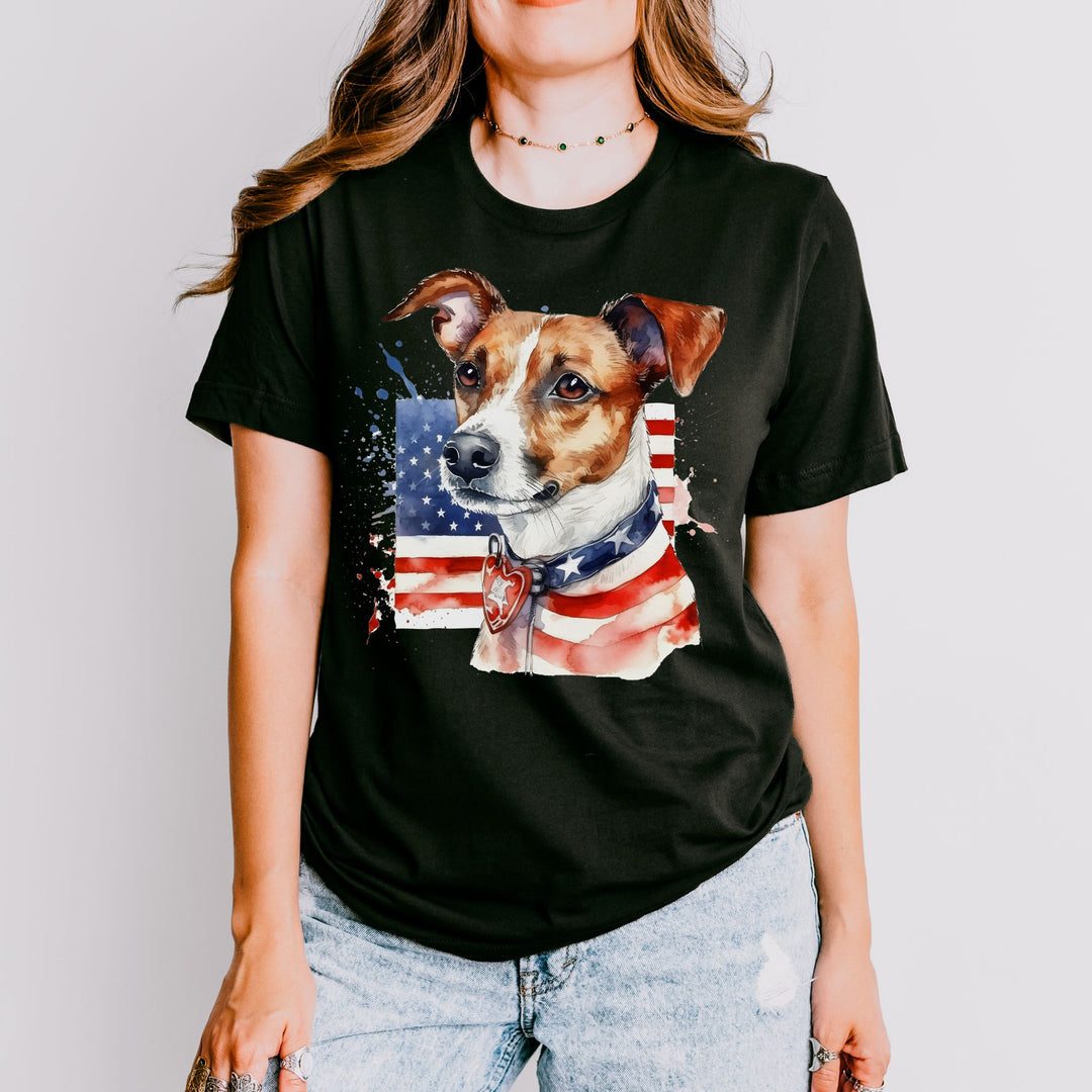 Patriotic Jack Russell Terrier 4th of July T-Shirt | American Flag Dog Tee