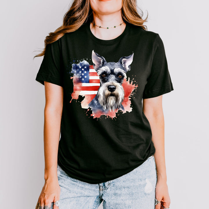 Patriotic Miniature Schnauzer Tee | Gray Schnauzer Dog Shirt - Embellish by Jackie - Handmade Greeting Cards