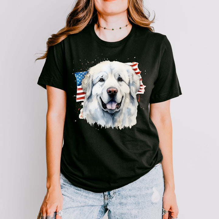 Great Pyrenees American Flag T-Shirt - Embellish by Jackie - Handmade Greeting Cards